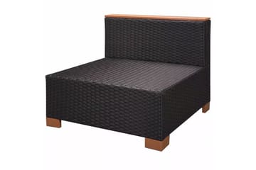 Haveloungesæt 7 Dele Med Hynder Polyrattan Sort - Sort - Havemøbler - Loungemøbler - Loungesæt