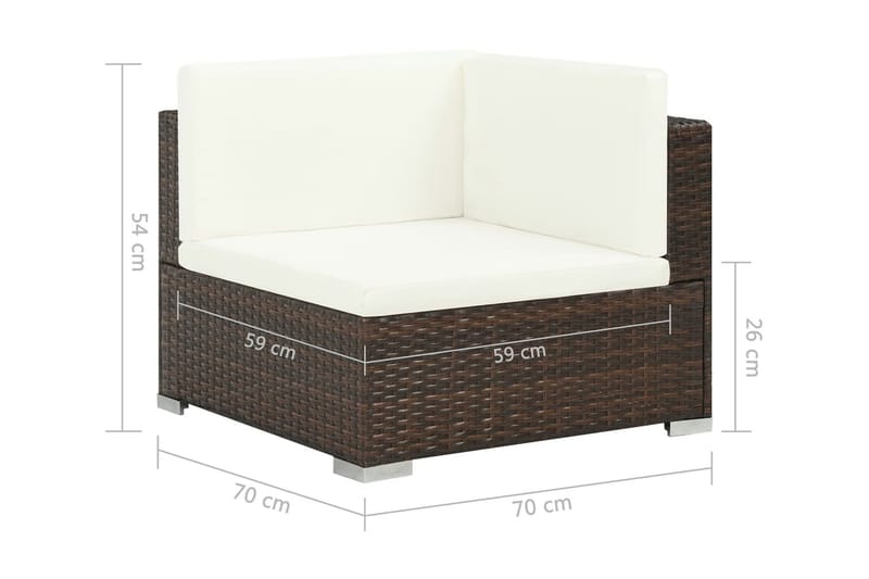 Haveloungesæt 7 Dele Med Hynder Polyrattan Brun - Brun - Havemøbler - Loungemøbler - Loungesæt