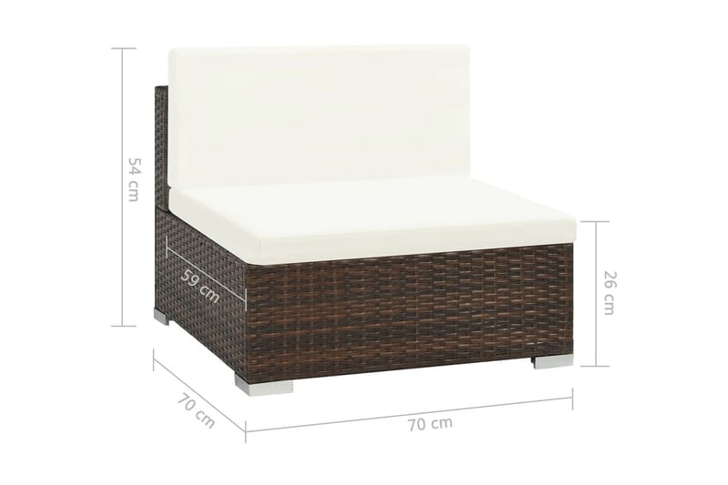 Haveloungesæt 7 Dele Med Hynder Polyrattan Brun - Brun - Havemøbler - Loungemøbler - Loungesæt
