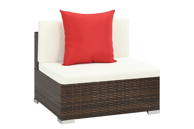 Haveloungesæt 7 Dele Med Hynder Polyrattan Brun - Brun - Havemøbler - Loungemøbler - Loungesæt