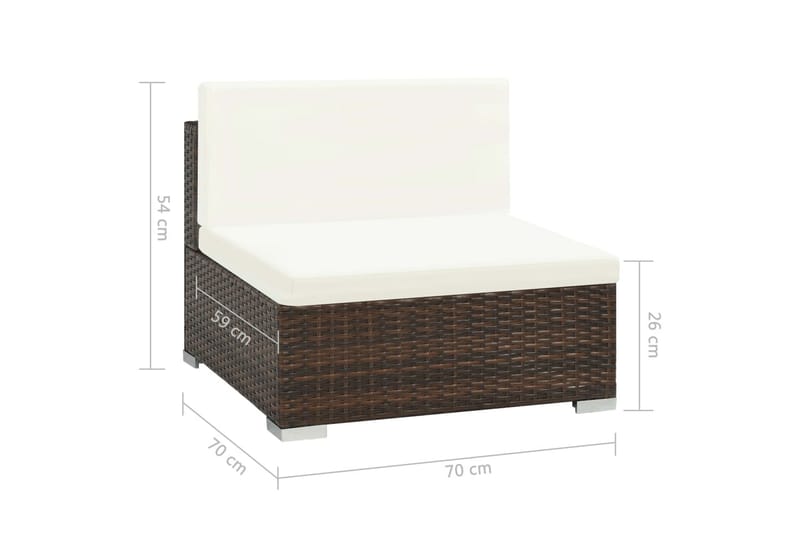 Haveloungesæt 7 Dele Med Hynder Polyrattan Brun - Brun - Havemøbler - Loungemøbler - Loungesæt