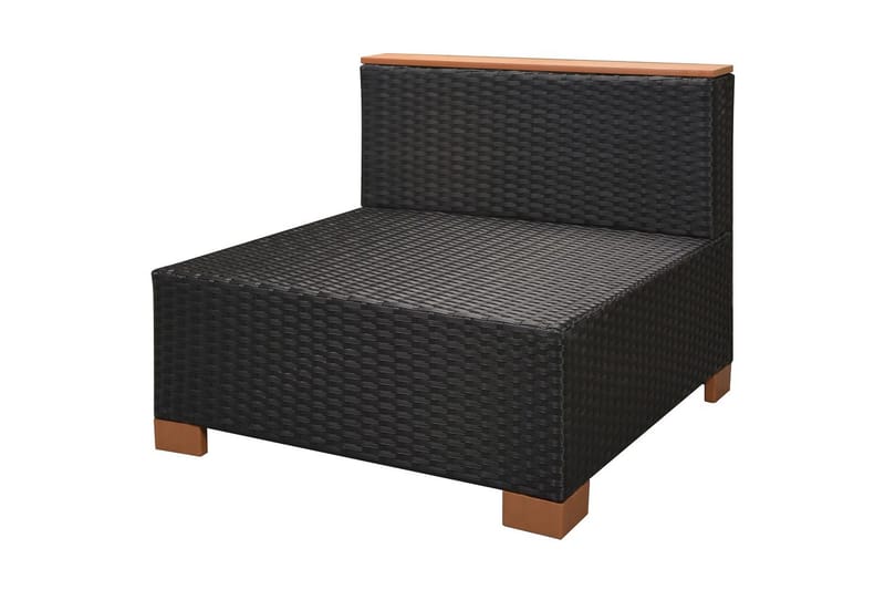 Haveloungesæt 7 Dele Med Hynder Polyrattan Sort - Sort - Havemøbler - Loungemøbler - Loungesæt