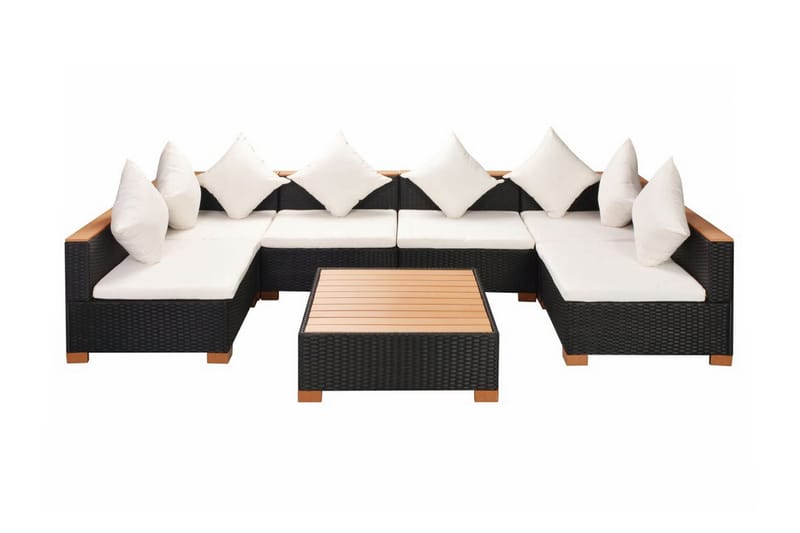 Haveloungesæt 7 Dele Med Hynder Polyrattan Sort - Sort - Havemøbler - Loungemøbler - Loungesæt