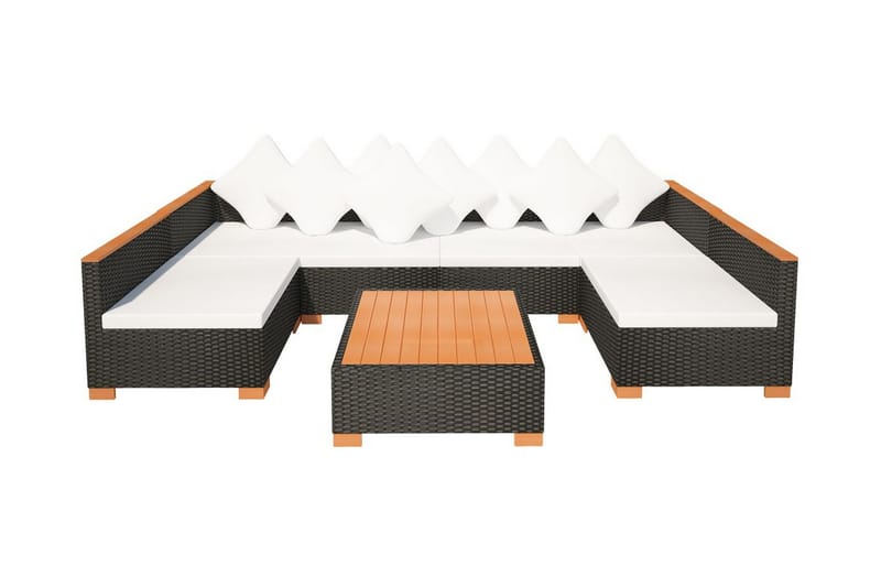 Haveloungesæt 7 Dele Med Hynder Polyrattan Sort - Sort - Havemøbler - Loungemøbler - Loungesæt