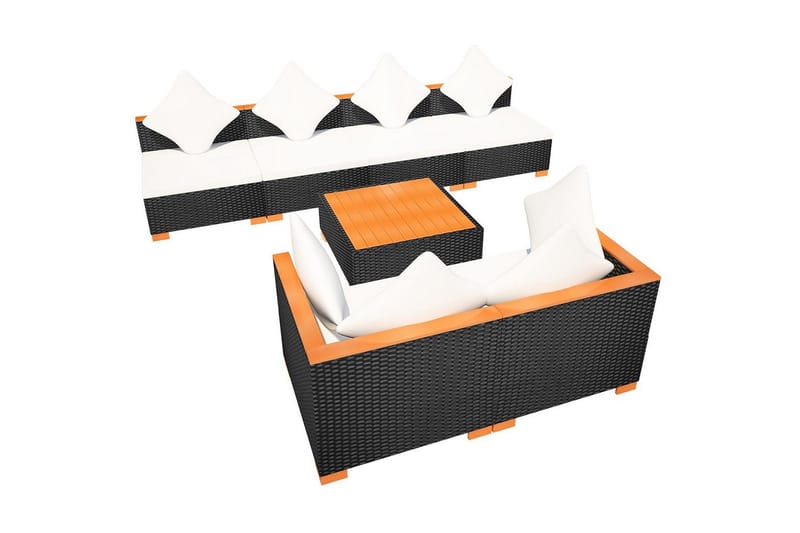 Haveloungesæt 7 Dele Med Hynder Polyrattan Sort - Sort - Havemøbler - Loungemøbler - Loungesæt
