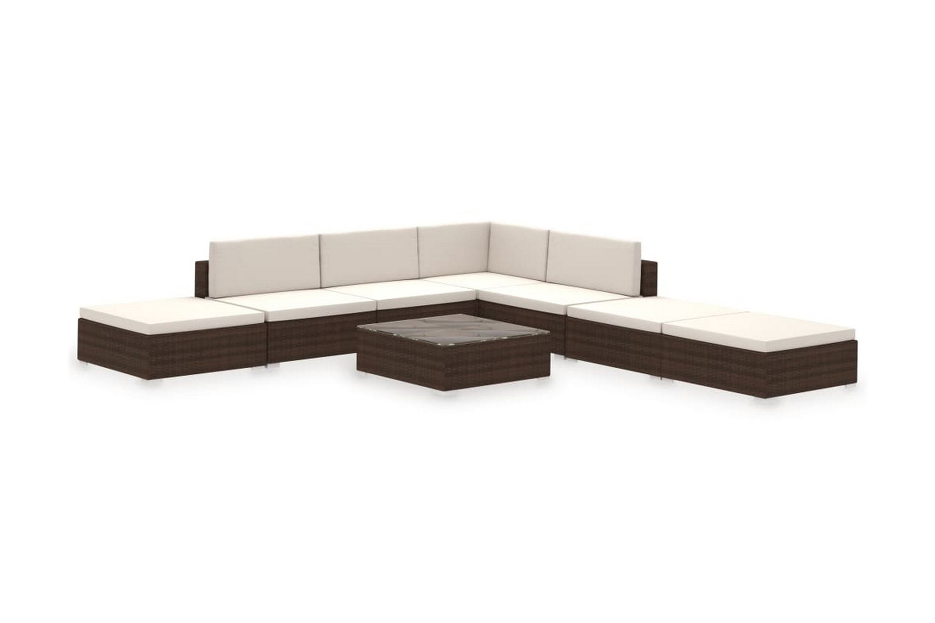 Haveloungesæt 8 Dele Med Hynder Polyrattan Brun - Brun - Havemøbler - Loungemøbler - Loungesæt