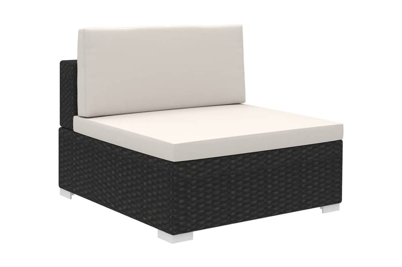 Haveloungesæt 8 Dele Med Hynder Polyrattan Sort - Sort - Havemøbler - Loungemøbler - Loungesæt