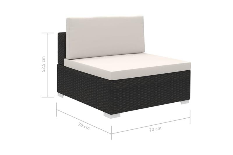 Haveloungesæt 8 Dele Med Hynder Polyrattan Sort - Sort - Havemøbler - Loungemøbler - Loungesæt