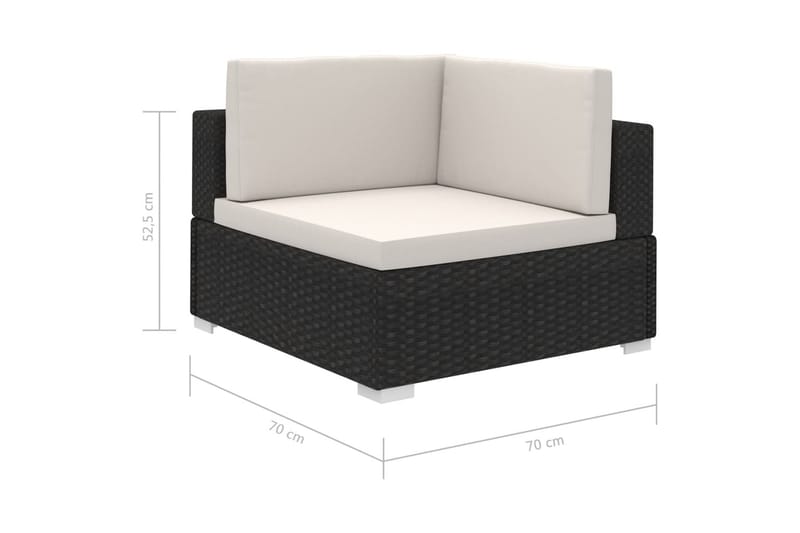 Haveloungesæt 8 Dele Med Hynder Polyrattan Sort - Sort - Havemøbler - Loungemøbler - Loungesæt