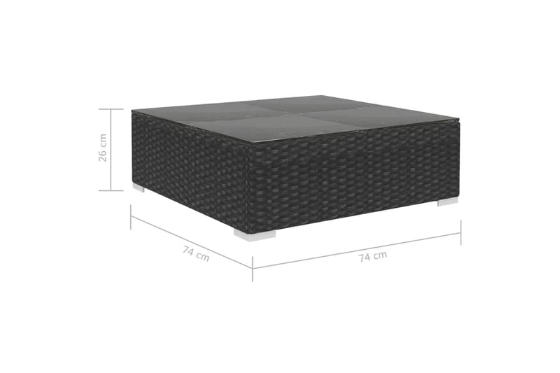 Haveloungesæt 8 Dele Med Hynder Polyrattan Sort - Sort - Havemøbler - Loungemøbler - Loungesæt