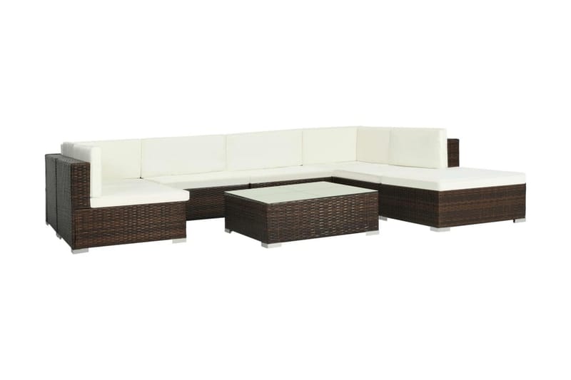 Haveloungesæt 8 Dele Med Hynder Polyrattan Brun - Brun - Havemøbler - Loungemøbler - Loungesæt