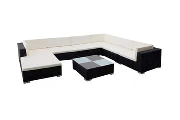 Haveloungesæt 8 Dele Med Hynder Polyrattan Sort - Sort - Havemøbler - Loungemøbler - Loungesæt