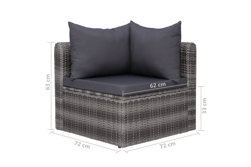 Haveloungesæt 8 Dele Med Hynder Polyrattan Grå - Grå - Havemøbler - Loungemøbler - Loungesæt