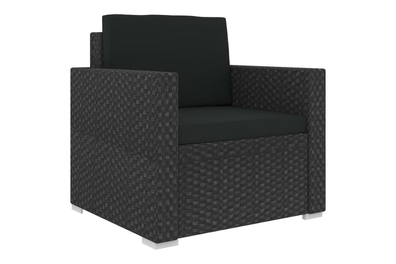 Haveloungesæt 8 Dele Med Hynder Polyrattan Sort - Havemøbler - Loungemøbler - Loungesæt