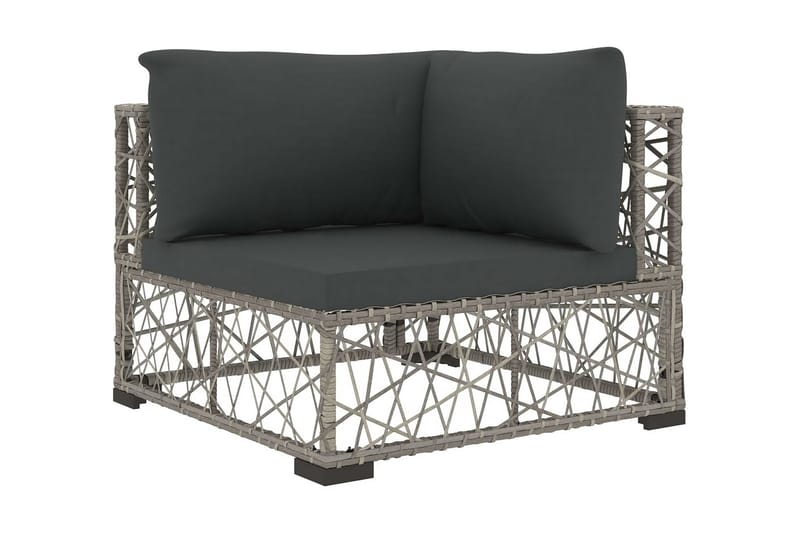 Haveloungesæt 8 dele med hynder polyrattan grå - Grå - Havemøbler - Loungemøbler - Loungesæt