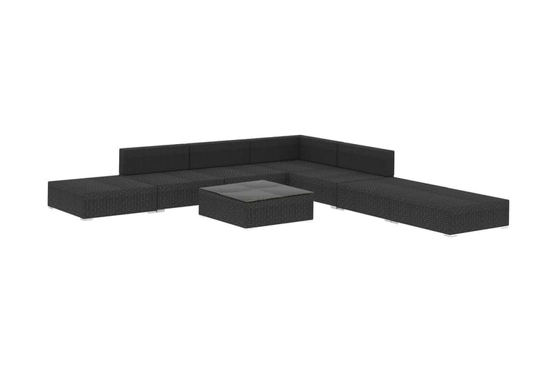 Haveloungesæt 8 dele med hynder polyrattan sort - Sort - Havemøbler - Loungemøbler - Loungesæt