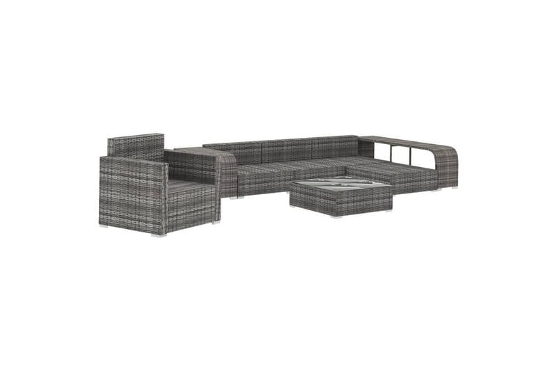 Haveloungesæt 8 Dele Med Hynder Polyrattan Grå - Havemøbler - Loungemøbler - Loungesæt