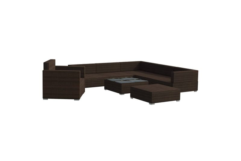 Haveloungesæt 8 Dele Med Hynder Polyrattan Brun - Havemøbler - Loungemøbler - Loungesæt