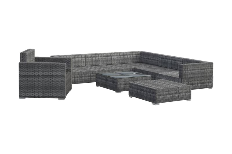 Haveloungesæt 8 Dele Med Hynder Polyrattan Grå - Havemøbler - Loungemøbler - Loungesæt