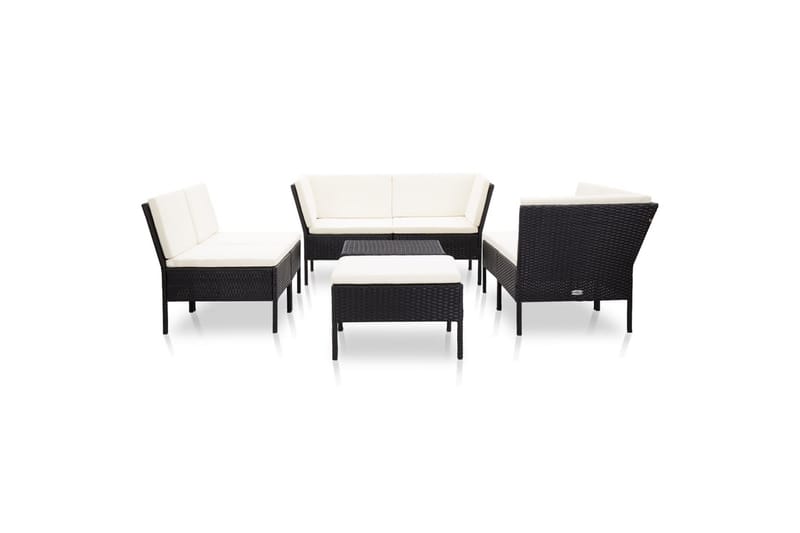 Haveloungesæt 8 Dele Med Hynder Polyrattan Sort - Sort - Havemøbler - Loungemøbler - Loungesæt