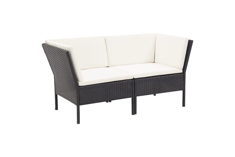 Haveloungesæt 8 Dele Med Hynder Polyrattan Sort - Sort - Havemøbler - Loungemøbler - Loungesæt