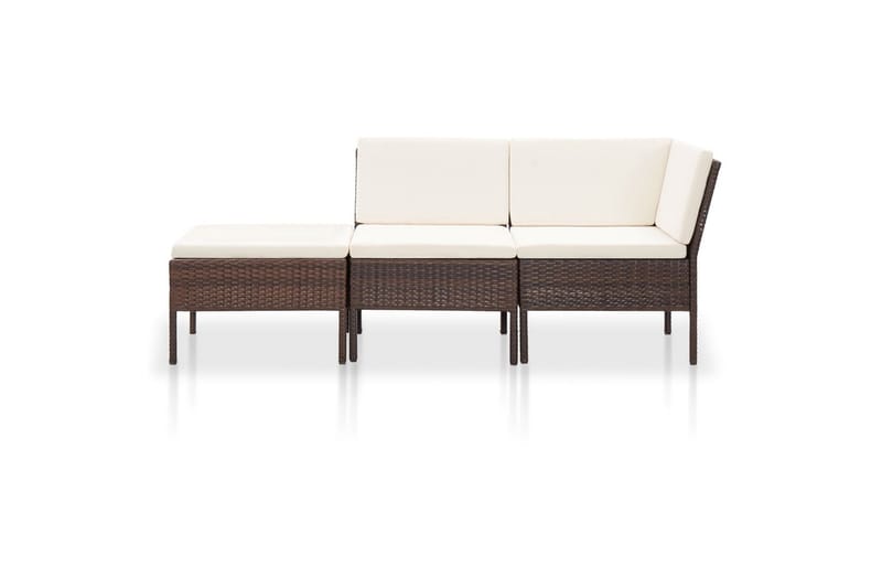 Haveloungesæt 8 Dele Med Hynder Polyrattan Brun - Brun - Havemøbler - Loungemøbler - Loungesæt