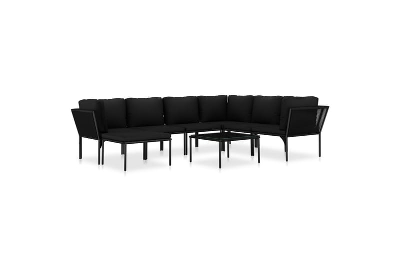 Haveloungesæt 8 Dele Med Hynder Pvc Sort - Sort - Havemøbler - Loungemøbler - Loungesæt