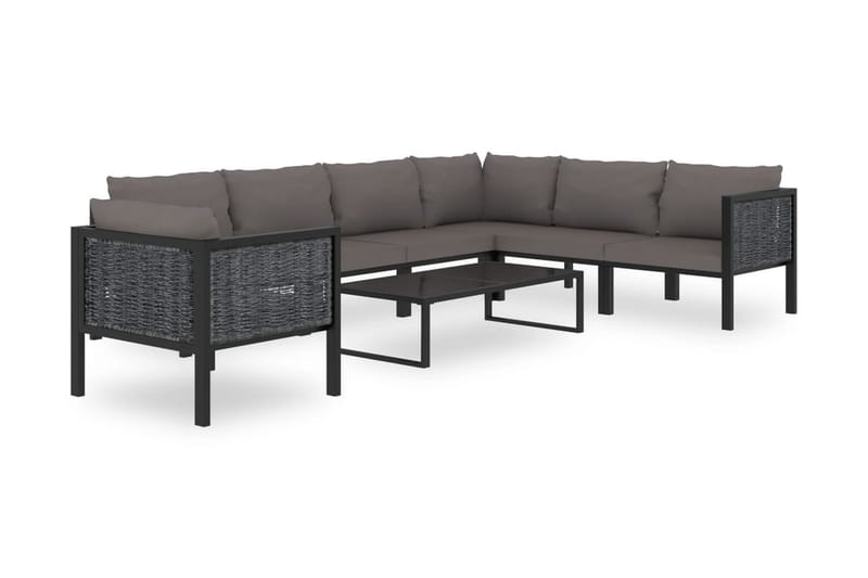 Haveloungesæt 8 Dele Med Hynder Polyrattan Antracitgrå - Havemøbler - Loungemøbler - Loungesæt