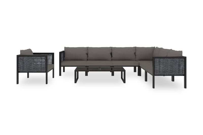 Haveloungesæt 8 Dele Med Hynder Polyrattan Antracitgrå - Havemøbler - Loungemøbler - Loungesæt
