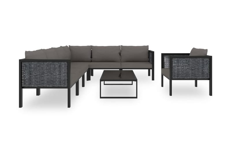 Haveloungesæt 8 Dele Med Hynder Polyrattan Antracitgrå - Havemøbler - Loungemøbler - Loungesæt