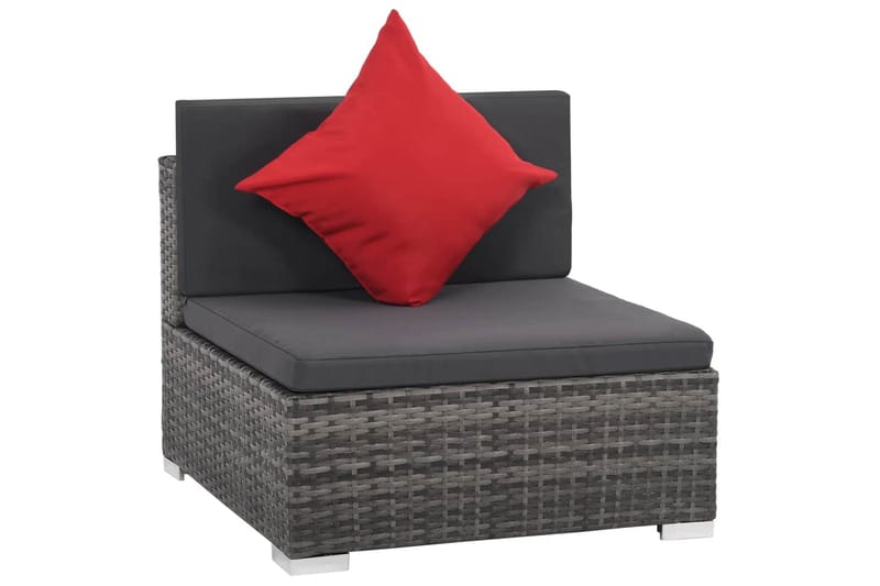 Haveloungesæt 8 Dele Med Hynder Polyrattan Grå - Grå - Havemøbler - Loungemøbler - Loungesæt
