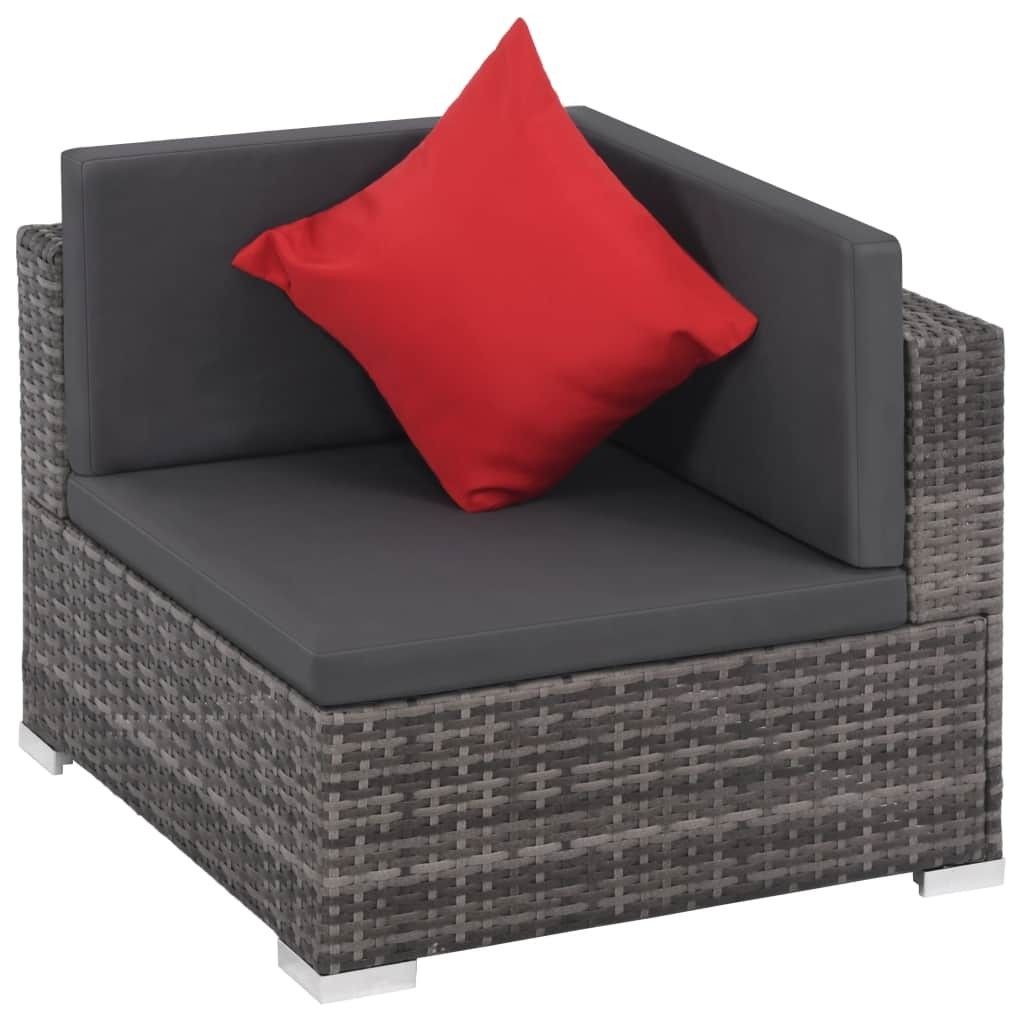 Haveloungesæt 8 Dele Med Hynder Polyrattan Grå - Grå - Havemøbler - Loungemøbler - Loungesæt