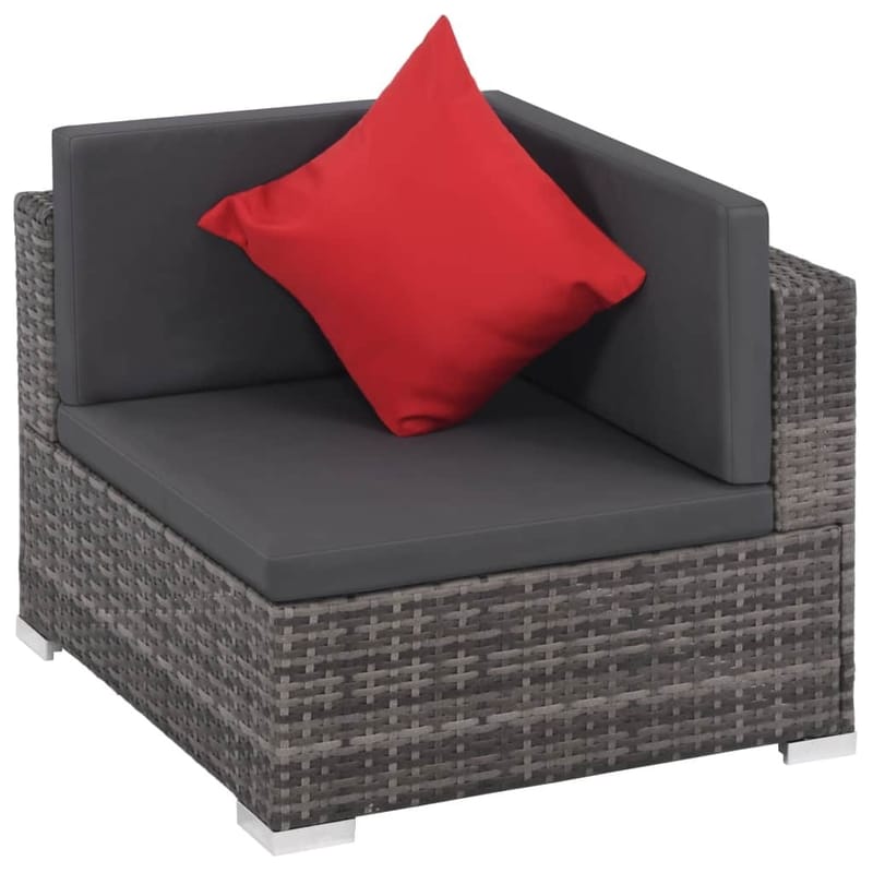 Haveloungesæt 8 Dele Med Hynder Polyrattan Grå - Grå - Havemøbler - Loungemøbler - Loungesæt