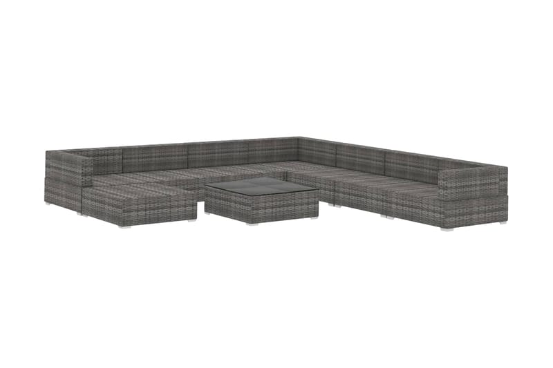 Haveloungesæt 9 dele med hynder polyrattan grå - Grå - Havemøbler - Loungemøbler - Loungesæt
