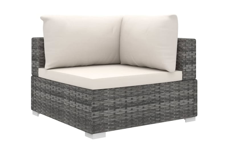 Haveloungesæt 9 dele med hynder polyrattan grå - Grå - Havemøbler - Loungemøbler - Loungesæt