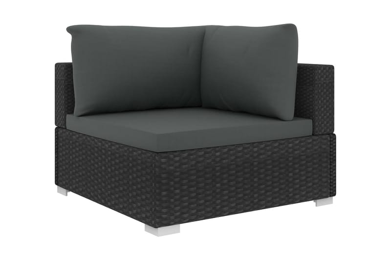 Haveloungesæt 9 dele med hynder polyrattan sort - Sort - Havemøbler - Loungemøbler - Loungesæt