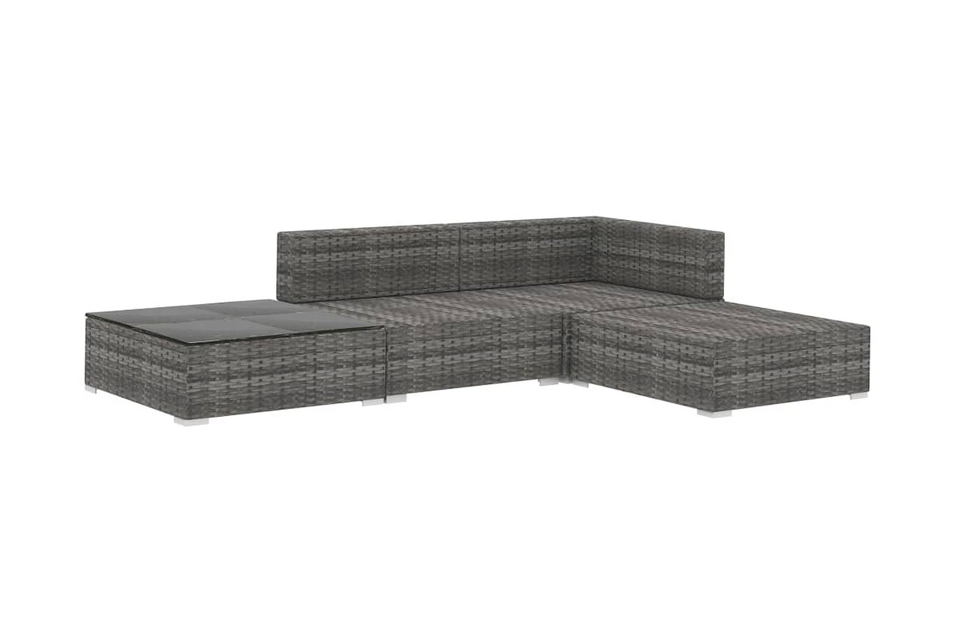Haveloungesæt i 4 dele med hynder polyrattan grå - Grå - Havemøbler - Loungemøbler - Loungesæt