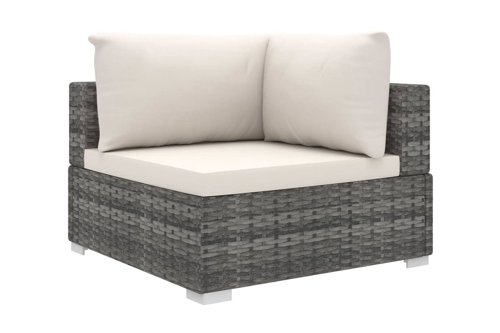 Haveloungesæt i 4 dele med hynder polyrattan grå - Grå - Havemøbler - Loungemøbler - Loungesæt