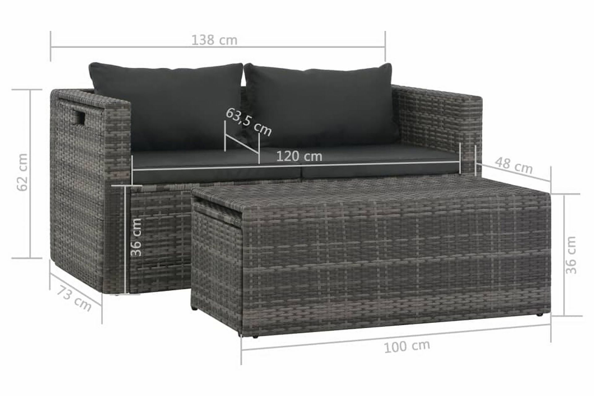 Haveloungesæt I 6 Dele Med Hynder Polyrattan Grå - Grå - Havemøbler - Loungemøbler - Loungesæt