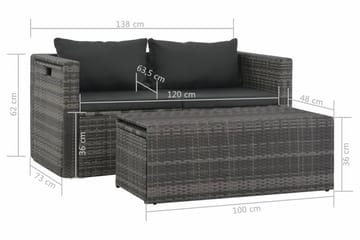 Haveloungesæt I 6 Dele Med Hynder Polyrattan Grå - Grå - Havemøbler - Loungemøbler - Loungesæt