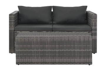 Haveloungesæt I 6 Dele Med Hynder Polyrattan Grå - Grå - Havemøbler - Loungemøbler - Loungesæt