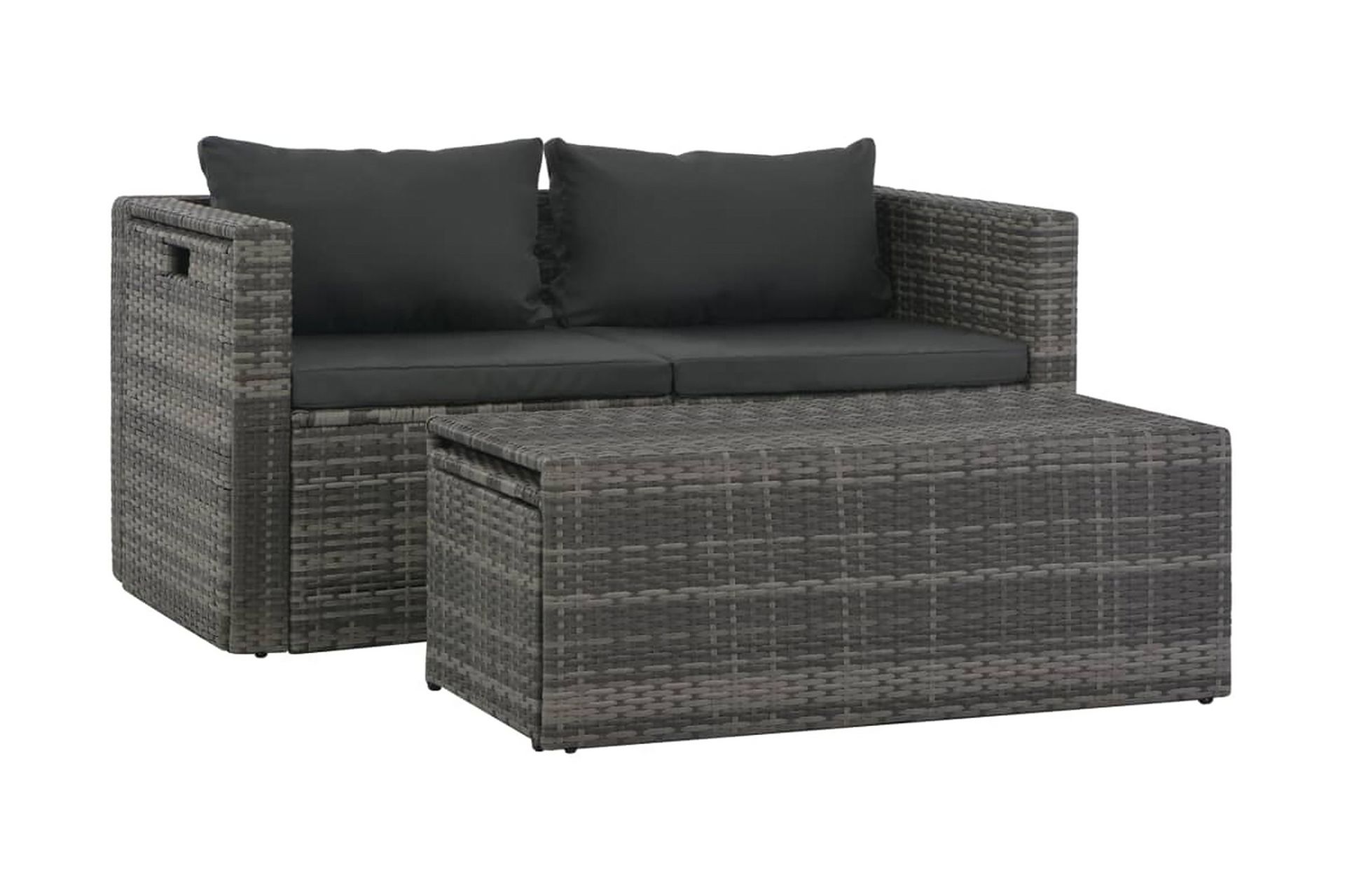 Haveloungesæt I 6 Dele Med Hynder Polyrattan Grå - Grå - Havemøbler - Loungemøbler - Loungesæt
