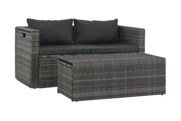 Haveloungesæt I 6 Dele Med Hynder Polyrattan Grå - Grå - Havemøbler - Loungemøbler - Loungesæt