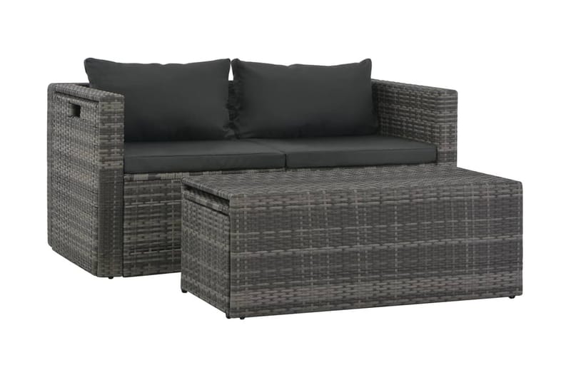 Haveloungesæt I 6 Dele Med Hynder Polyrattan Grå - Grå - Havemøbler - Loungemøbler - Loungesæt