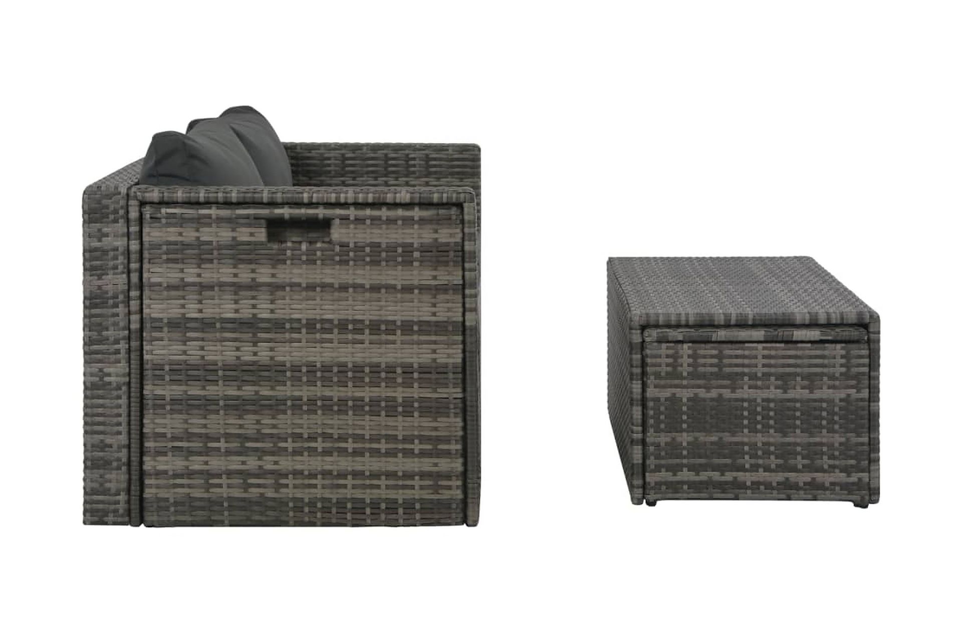 Haveloungesæt I 6 Dele Med Hynder Polyrattan Grå - Grå - Havemøbler - Loungemøbler - Loungesæt