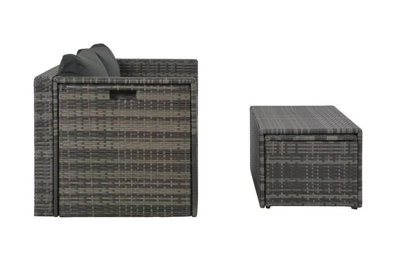 Haveloungesæt I 6 Dele Med Hynder Polyrattan Grå - Grå - Havemøbler - Loungemøbler - Loungesæt
