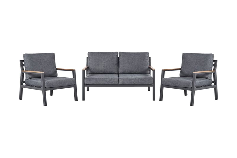 Havemøbelsæt 4-personers mørkegrå DELIA - Sort - Havemøbler - Loungemøbler - Loungesæt