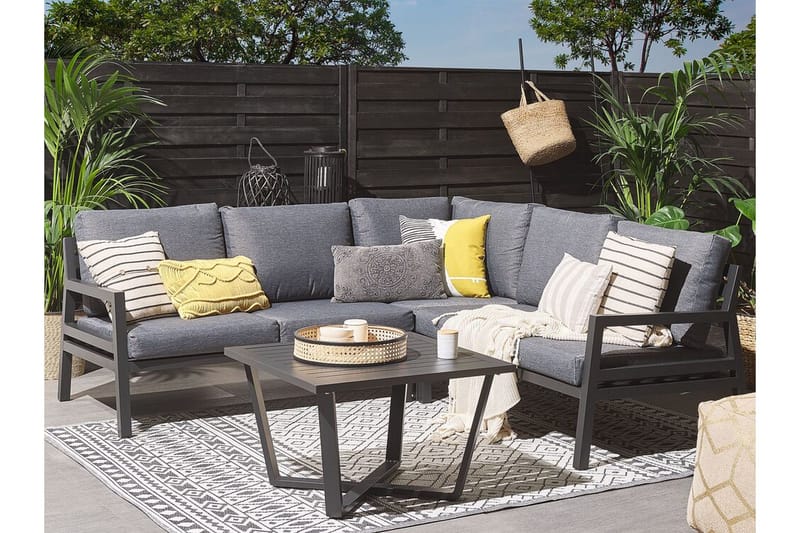 Havemøbelsæt 5-personers mørkegrå VIZZINI - Sort - Havemøbler - Loungemøbler - Loungesæt