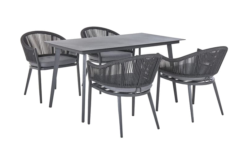 Havesæt med bord og 4 stole i aluminium MILETO - Grå - Altanmøbler - Sofagrupper udendørs - Loungesæt