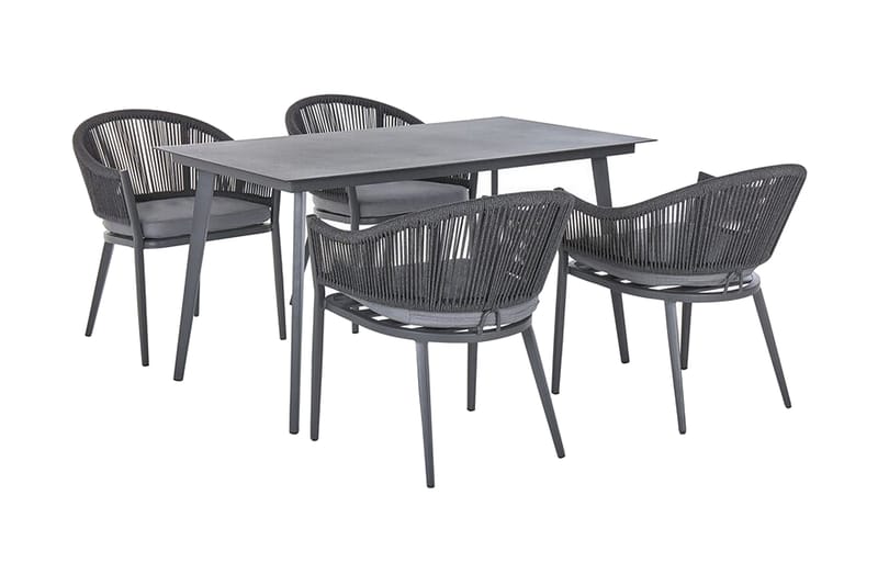 Havesæt med bord og 4 stole i aluminium MILETO - Grå - Havemøbler - Loungemøbler - Loungesæt